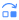 Icon with a blue arrow curving over two square boxes