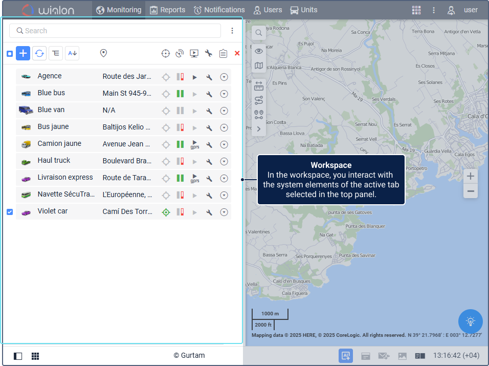 Workspace, the left side of the window, opened on the Monitoring tab