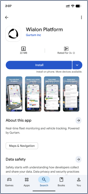 Play store intallation screen