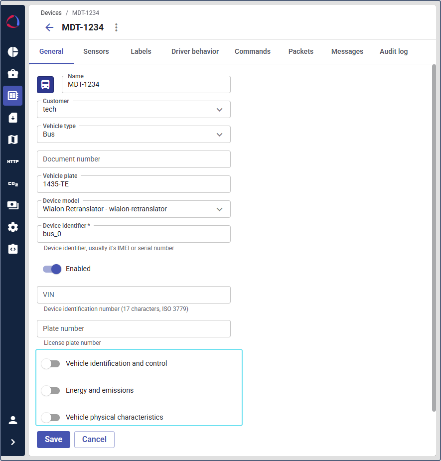 extended general vehicle properties