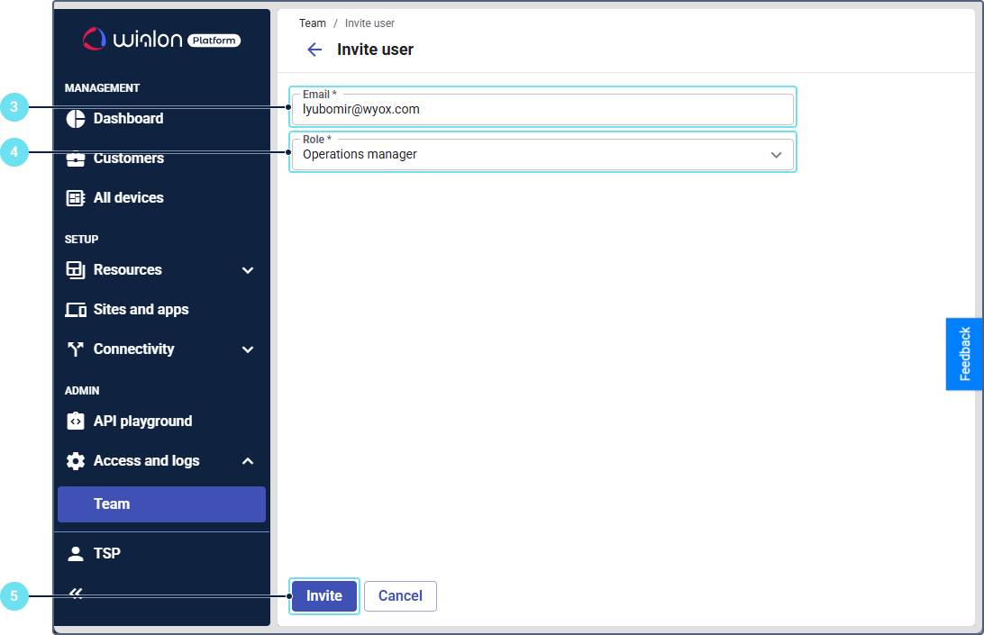 invite user and assign role