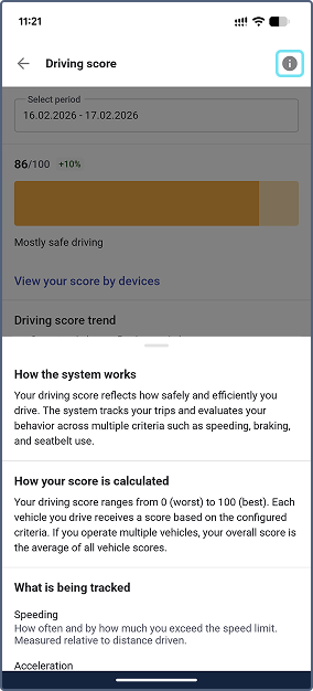 Information menu opened